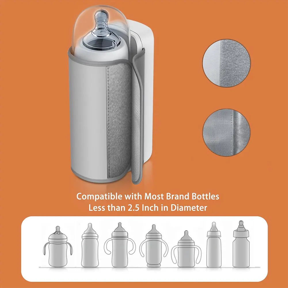Portable Bottle Warmer Rechargeable Cordless Milk Warmer with Temperature Control Baby Bottle Warmer for Traveling Camping Home