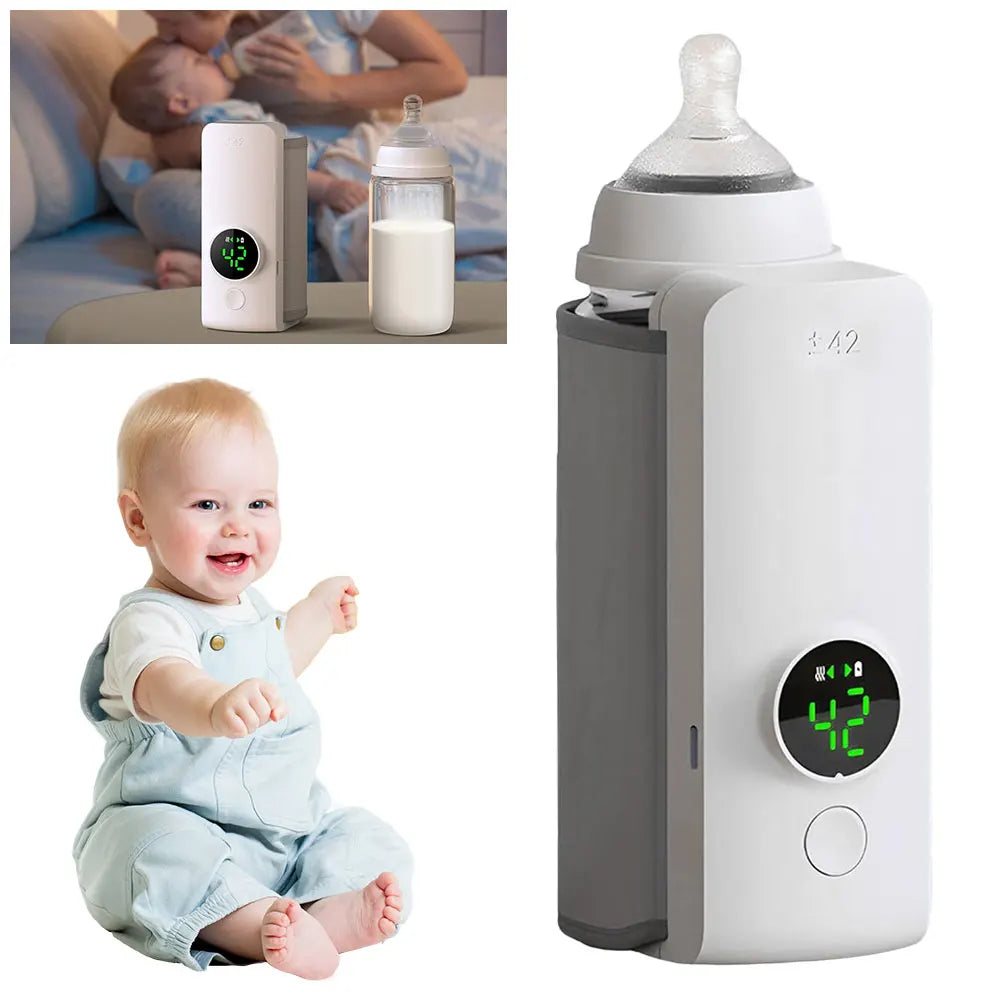 Portable Bottle Warmer Rechargeable Cordless Milk Warmer with Temperature Control Baby Bottle Warmer for Traveling Camping Home